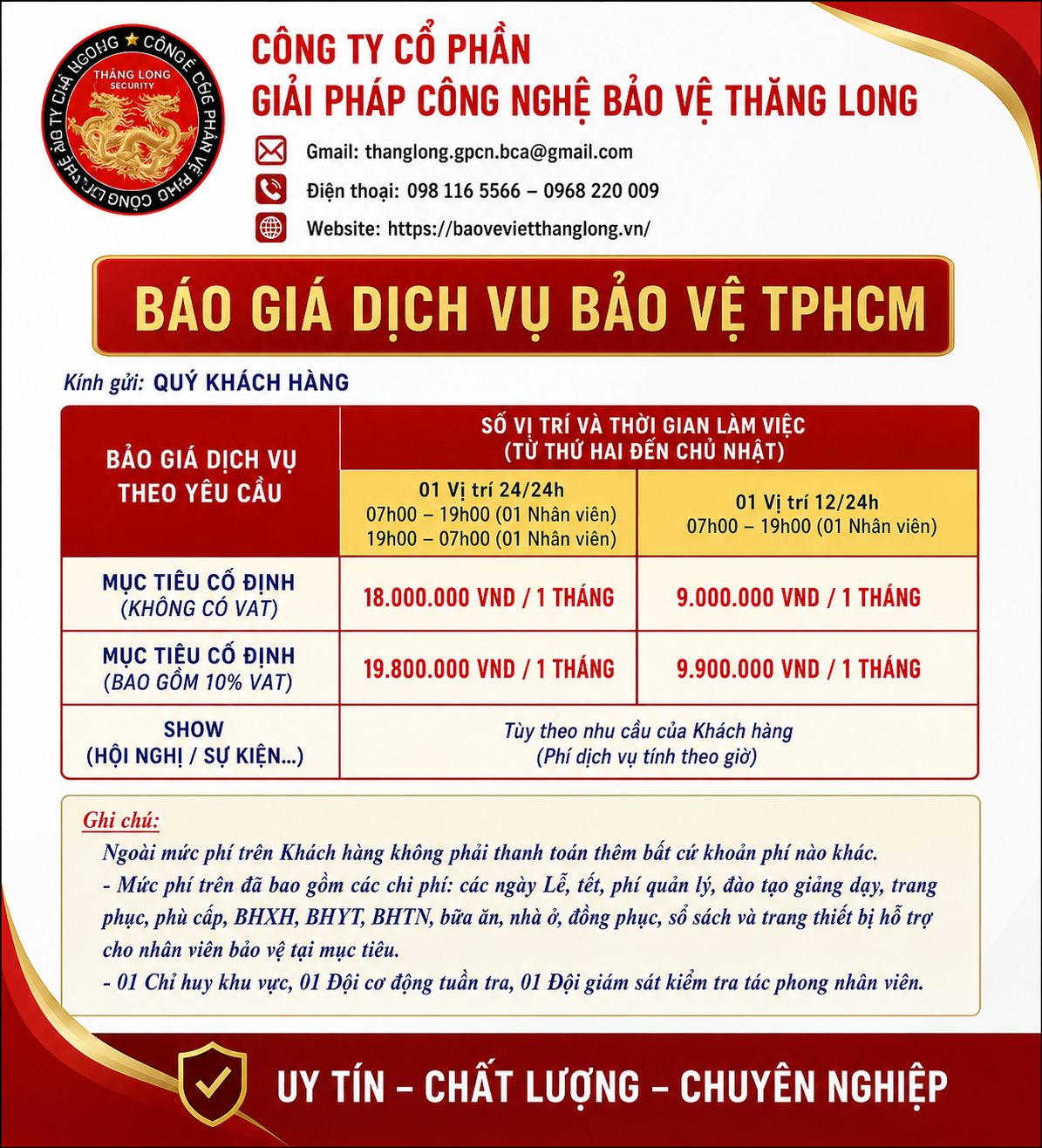 Công Ty Bảo Vệ Chuyên Nghiệp Toàn Quốc | Thăng Long