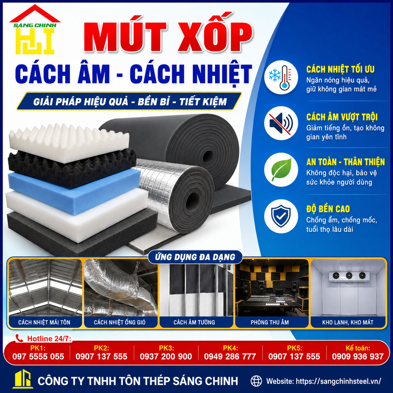 Mút cách nhiệt tại Sáng Chinh STEEL