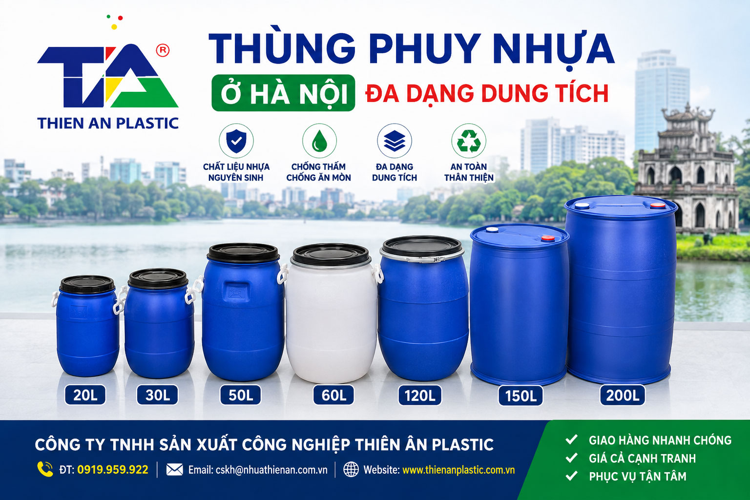 Thùng Phuy Nhựa Ở Hà Nội Đa Dạng Dung Tích