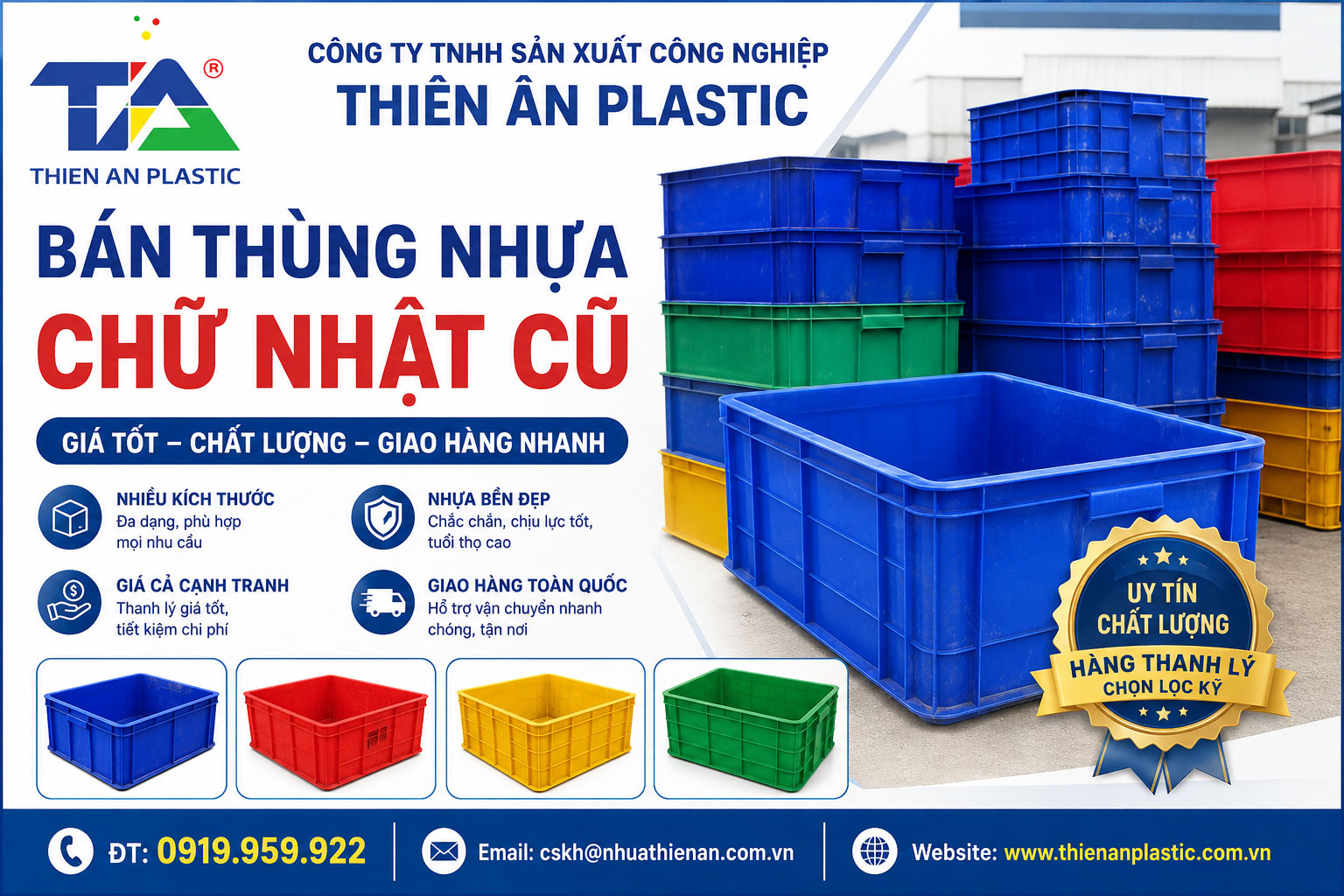Bán thùng nhựa chữ nhật cũ