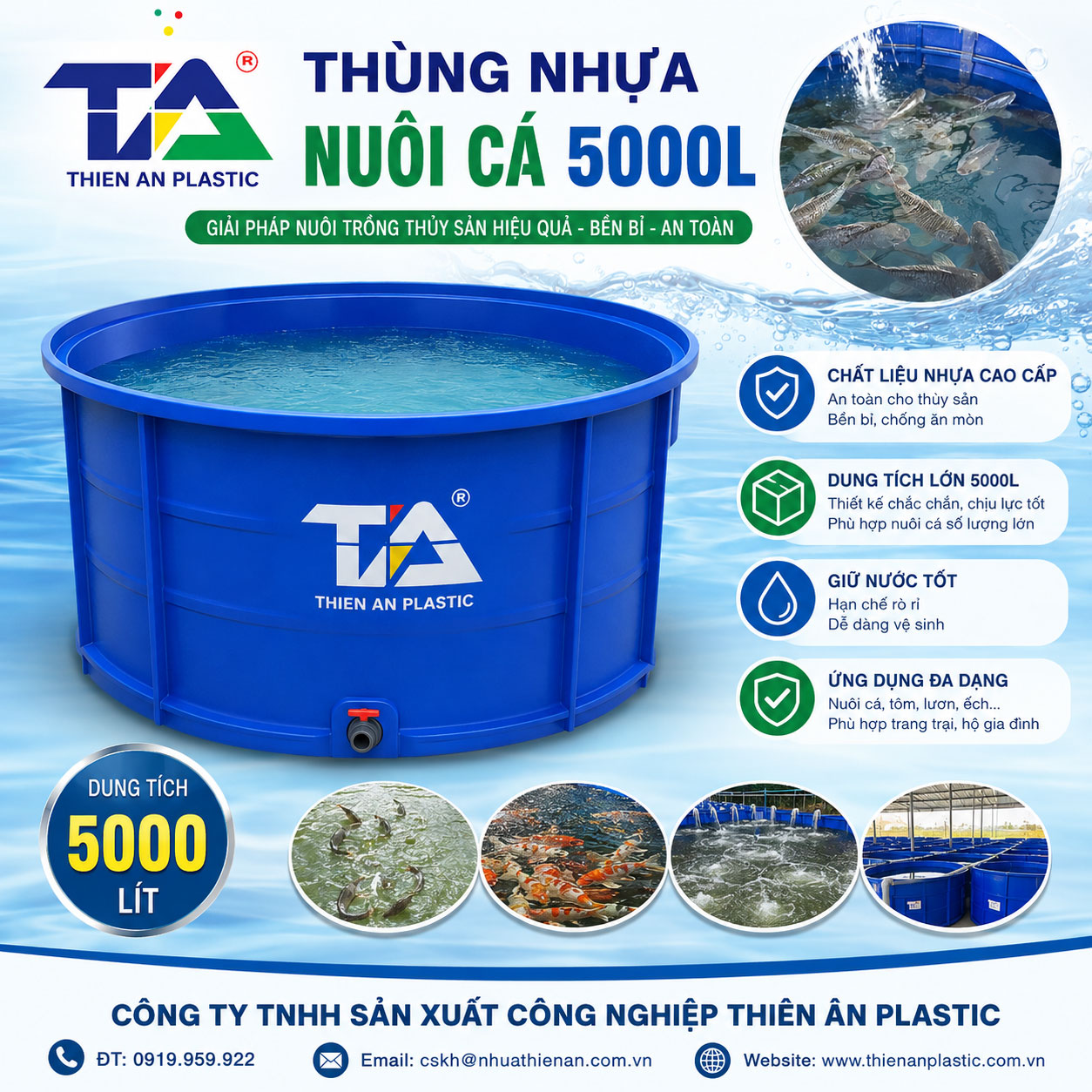 Thùng nhựa nuôi cá 5000L