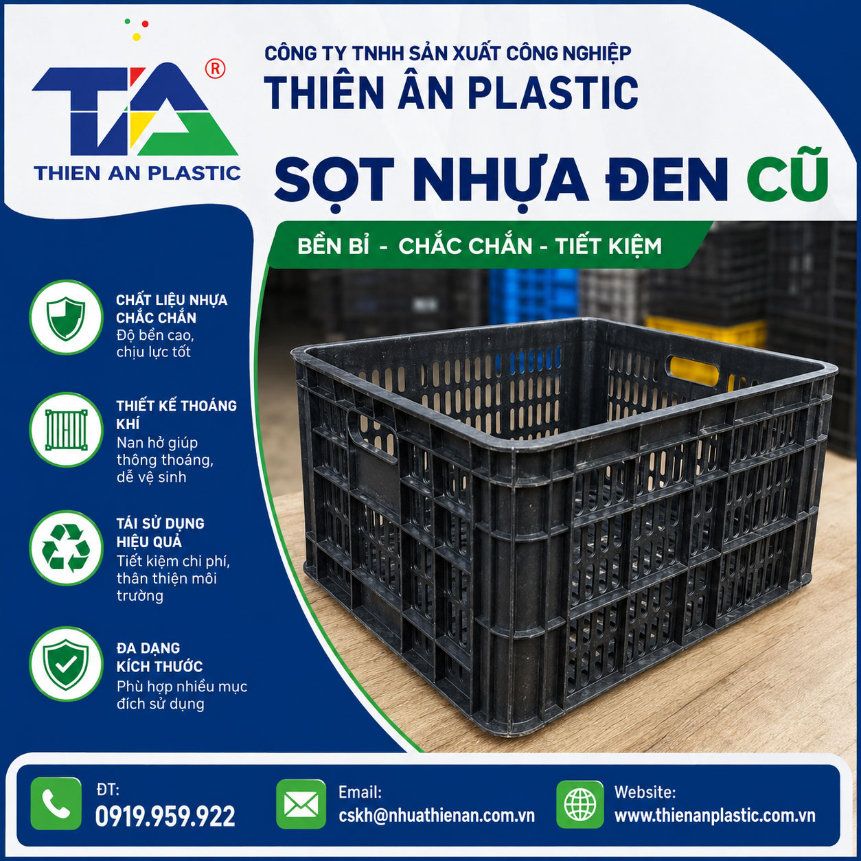 Sọt nhựa đen cũ