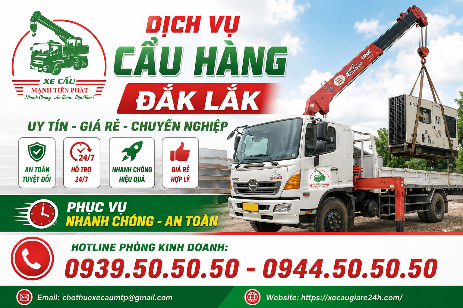 Dịch vụ cẩu hàng Đắk Lắk uy tín giá rẻ hỗ trợ 24/7 nhanh chóng an toàn