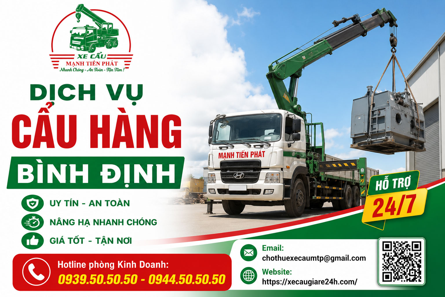 Dịch vụ cẩu hàng Bình Định uy tín an toàn nâng hạ nhanh chóng giá tốt tận nơi