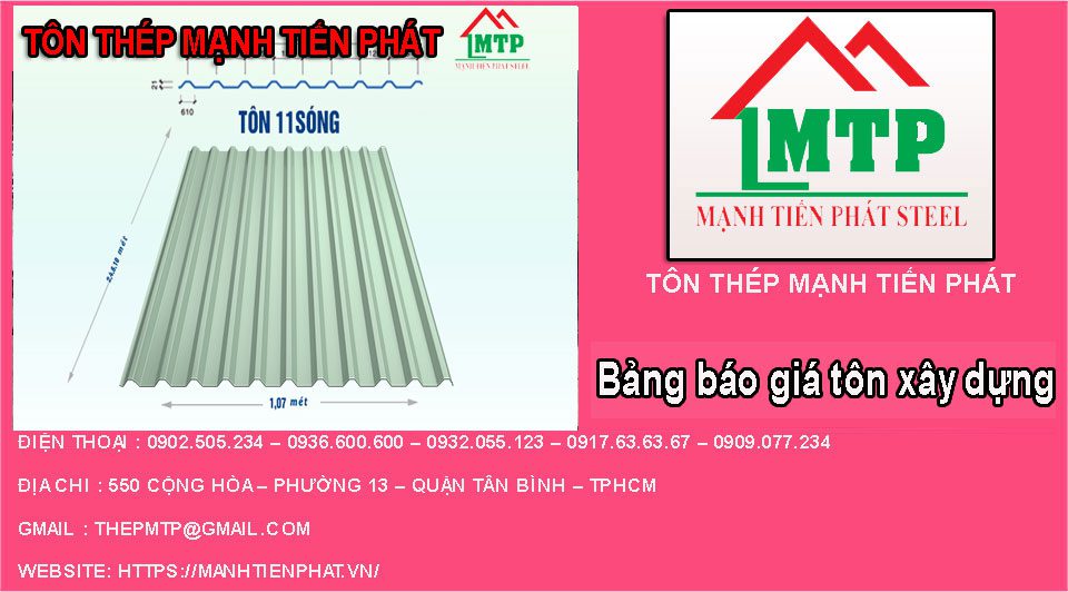Bảng báo giá Tôn xây dựng tại Mạnh Tiến Phát