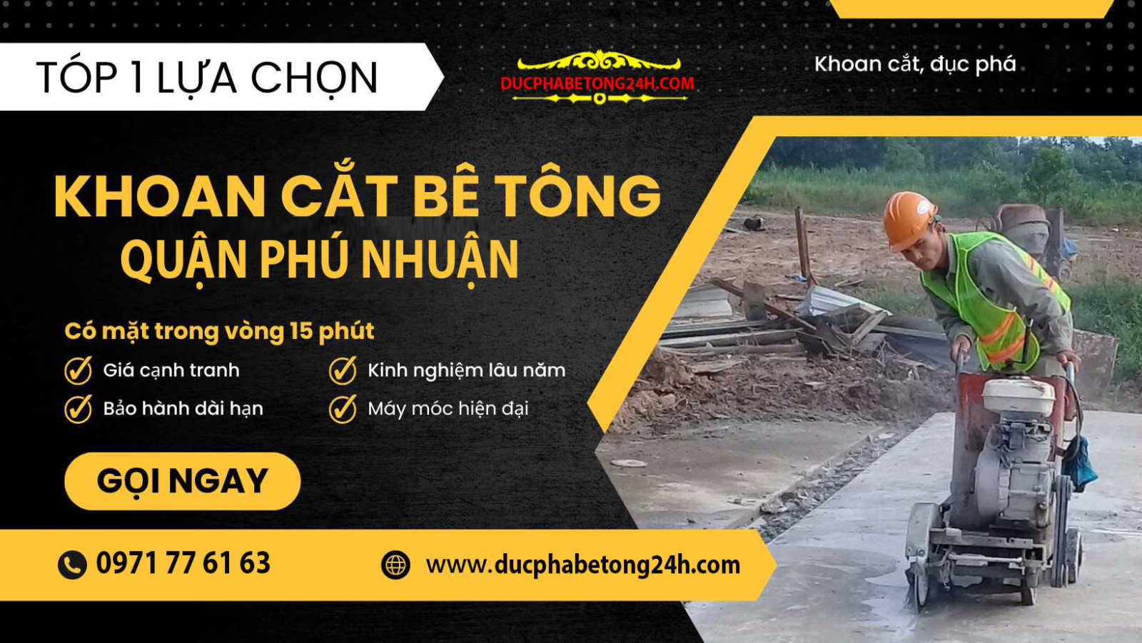 Dịch vụ khoan cắt bê tông Phú Nhuận chuyên nghiệp, phục vụ 24/7 tận nơi