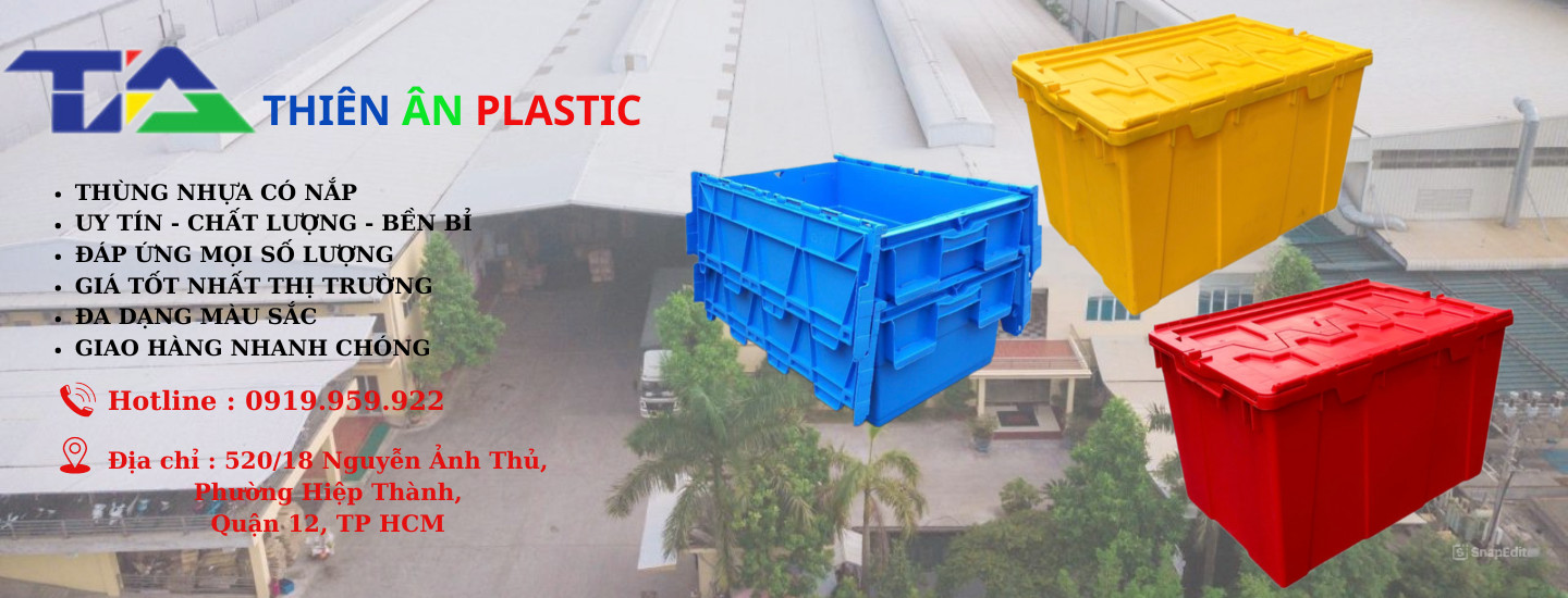 Nhựa Thiên Ân cung cấp các sản phẩm nhựa bao gồm: thùng nhựa đặc, thùng nhựa rỗng, khay linh kiện, thùng nhựa danpla, pallet nhựa, thùng phun nhựa, thớt nhựa…